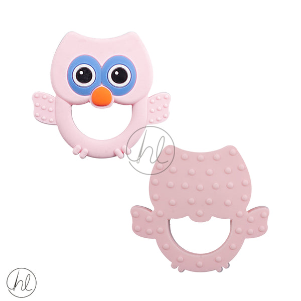 SILICONE BEADS OWL PINK  EACH