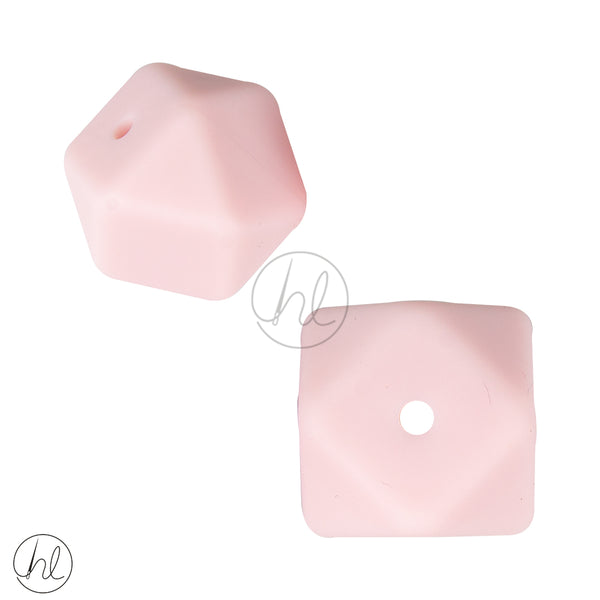 SILICONE BEADS PINK SQUARE 2 PER PACK