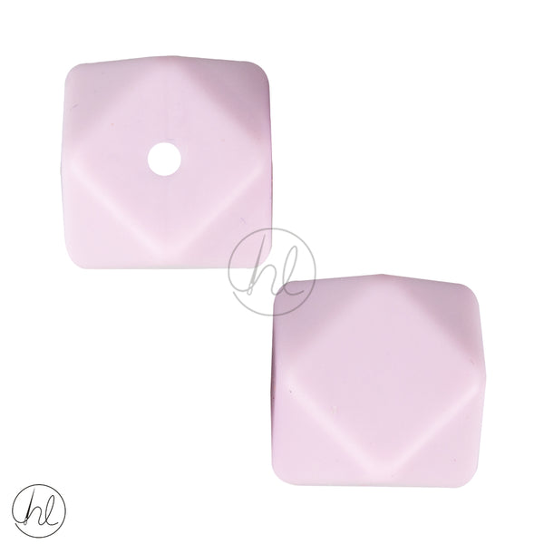 SILICONE BEADS PINK SQUARE 2PER PACK