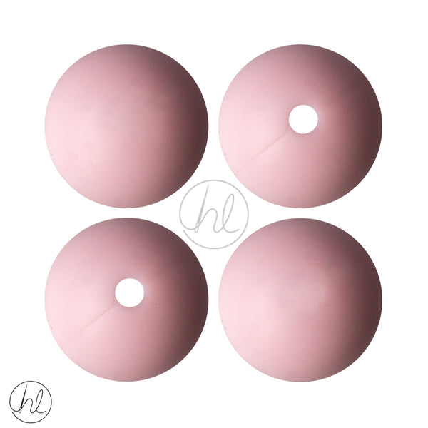 SILICONE BEADS ROUND PINK 4 PER PACK