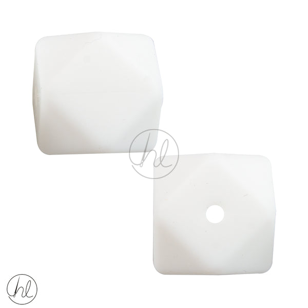 SILICONE BEADS WHITE SQUARE 2 PER PACK