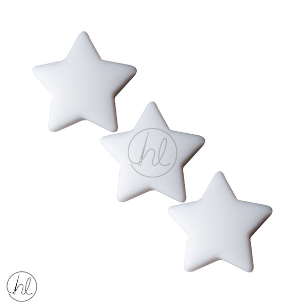SILICONE STAR LARGE BEADS WHITE 3 PER PACK