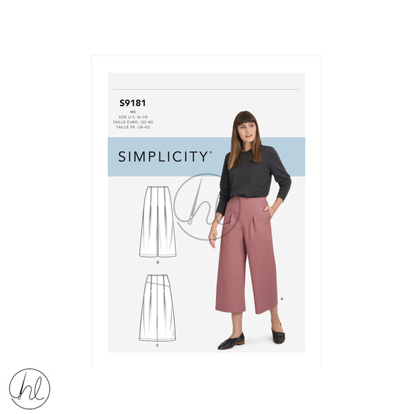 SIMPLICITY ADULT PATTERN S9181