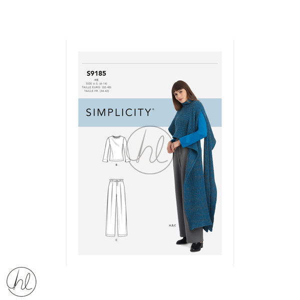 SIMPLICITY ADULT PATTERN S9185
