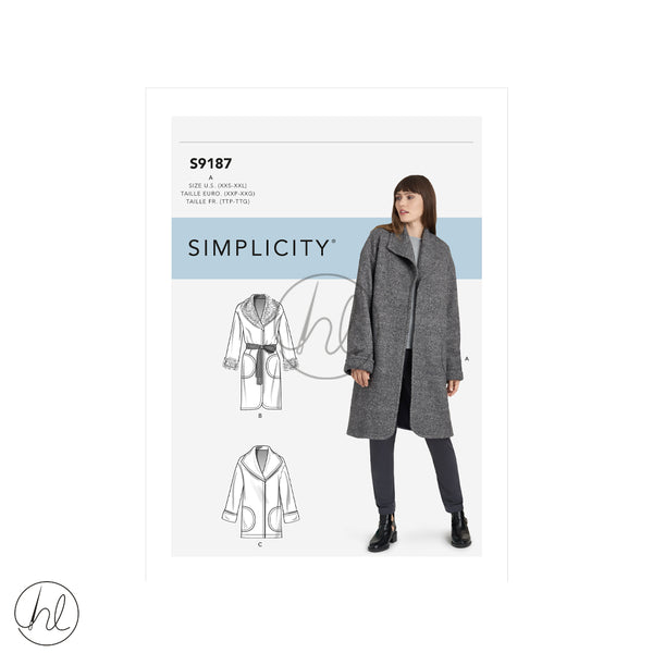 SIMPLICITY ADULT PATTERN S9187