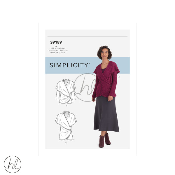 SIMPLICITY ADULT PATTERN S9189