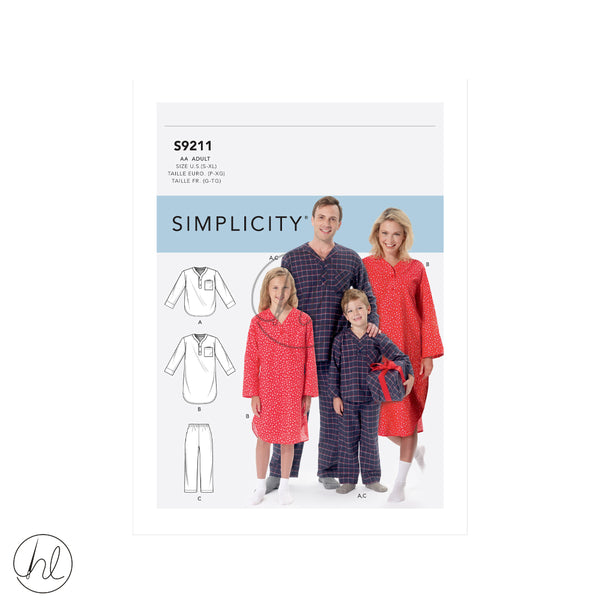 SIMPLICITY ADULT PATTERN S9211
