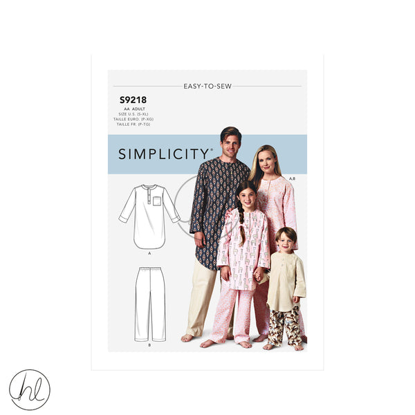 SIMPLICITY ADULT PATTERN S9218