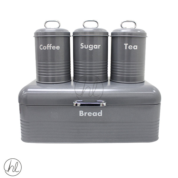 BREAD BIN SILVER HANDLE AND CANISTERS