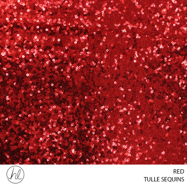 TULLE SEQUINS (RED) (115CM WIDE) (PER M)781